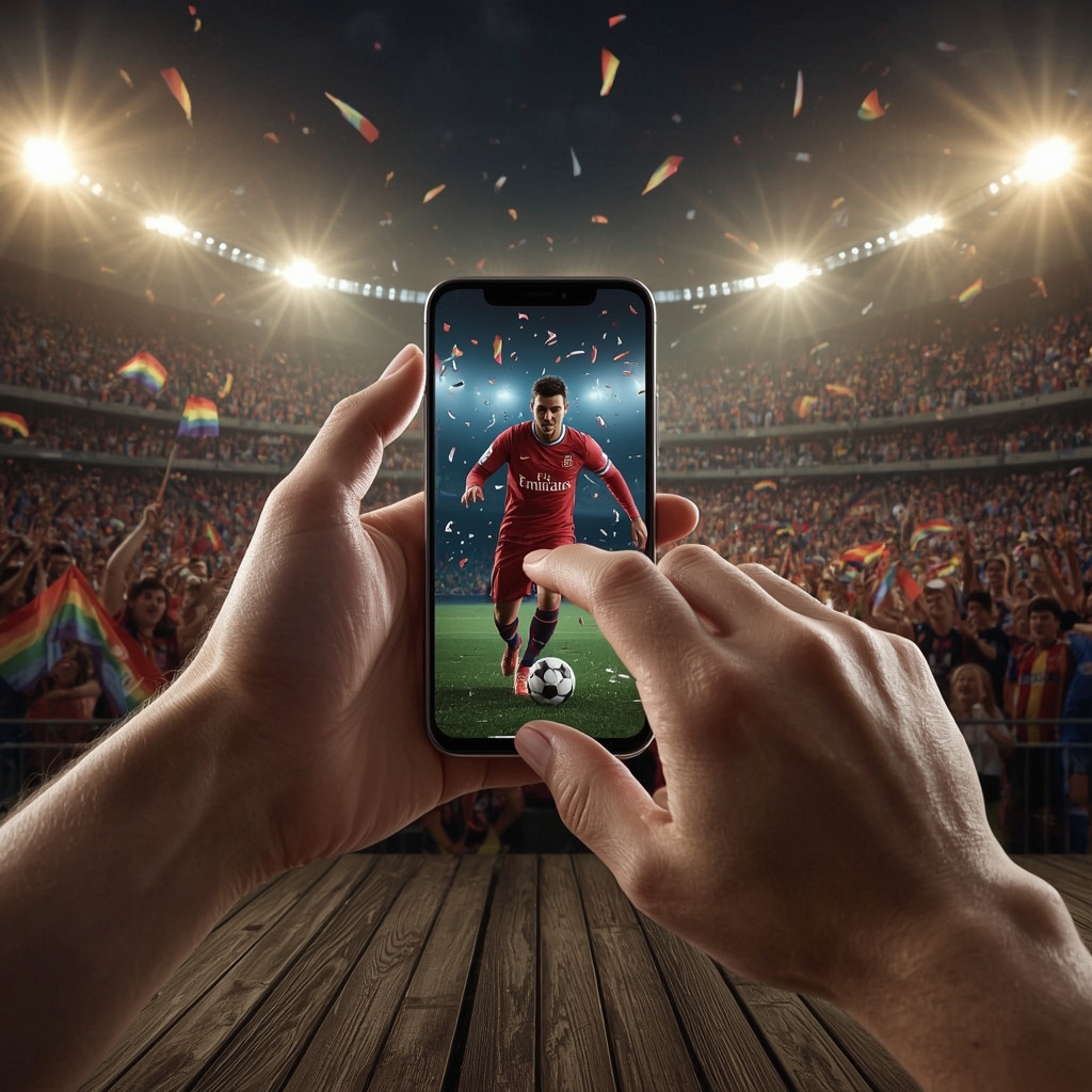 match de football affiché sur l'écran d'un mobile WINOUI CASINO