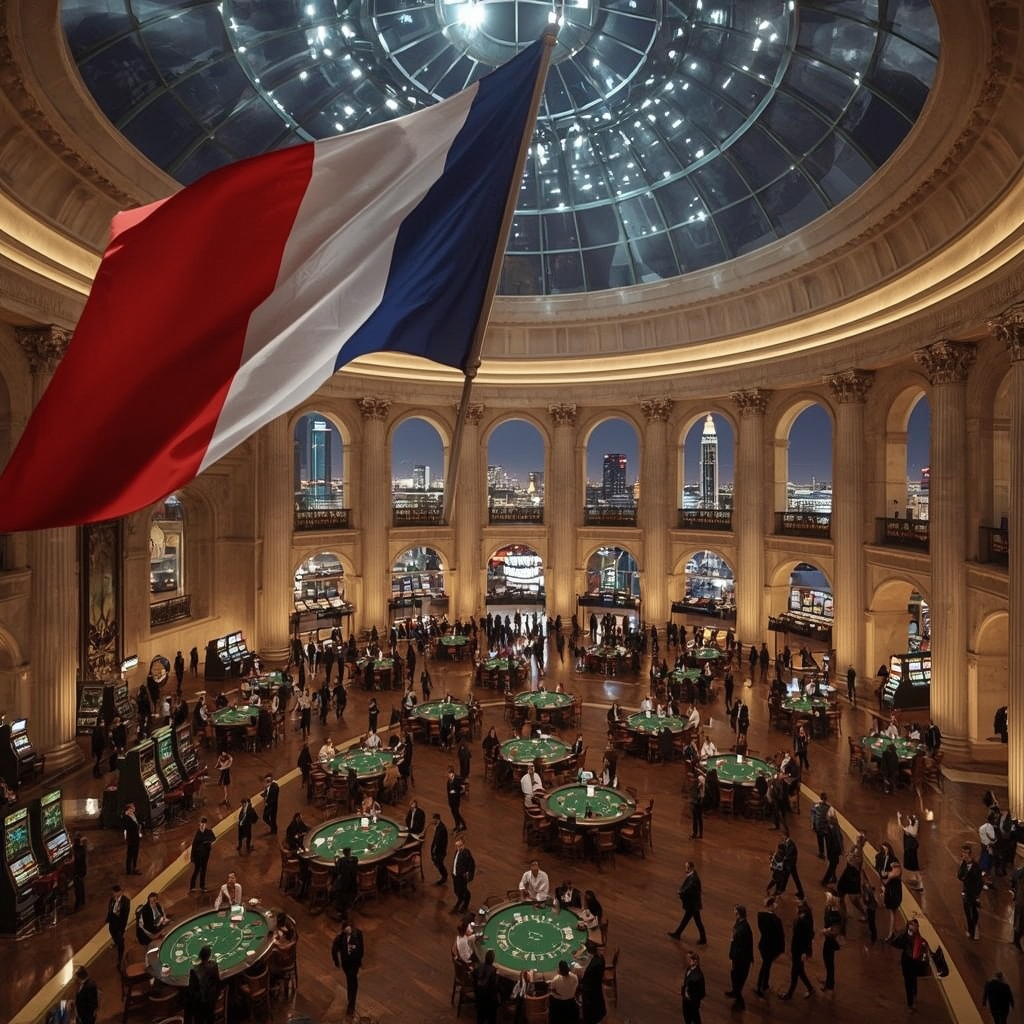 salle de casino avec le drapeau français WINOUI CASINO